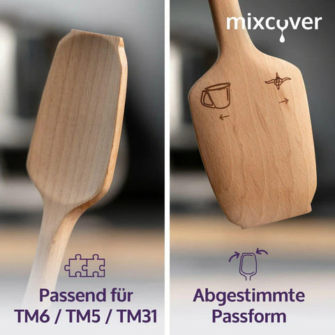 Nachhaltiger Holz-Spatel für Thermomix TM6,TM5,TM31 Drehkellenspatel Teigschaber