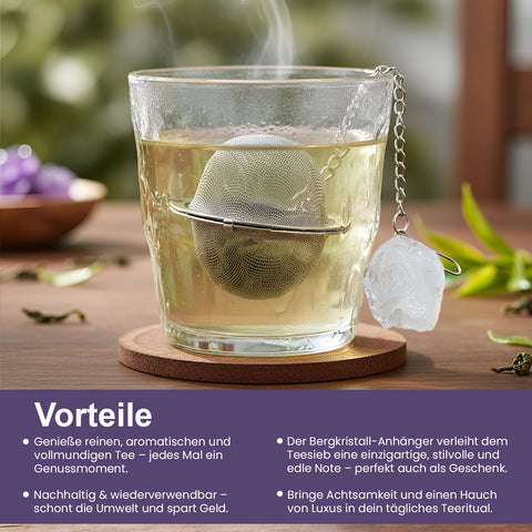 Teesieb mit Bergkristall-Anhänger(Teeei, Teekugel, Gewürzsieb)