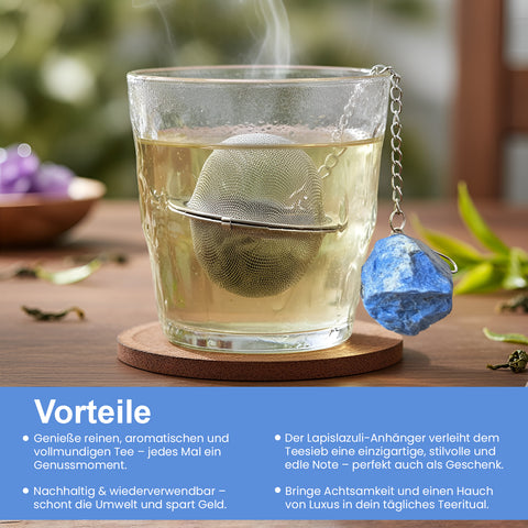 Teesieb mit Lapis-Lazuli-Anhänger (Teeei, Teekugel, Gewürzsieb)