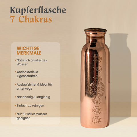 Kupferflasche Chakra, 900 ml