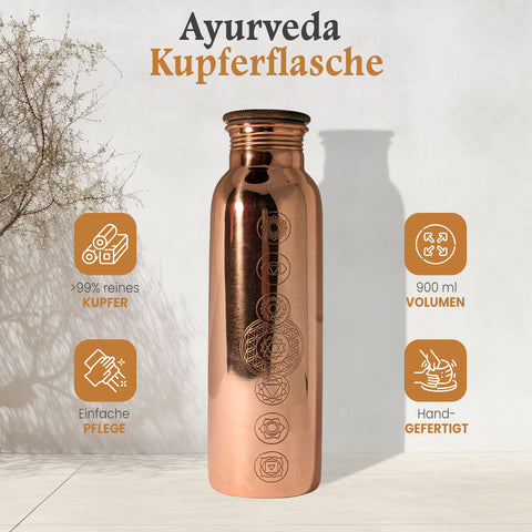 Kupferflasche Chakra, 900 ml