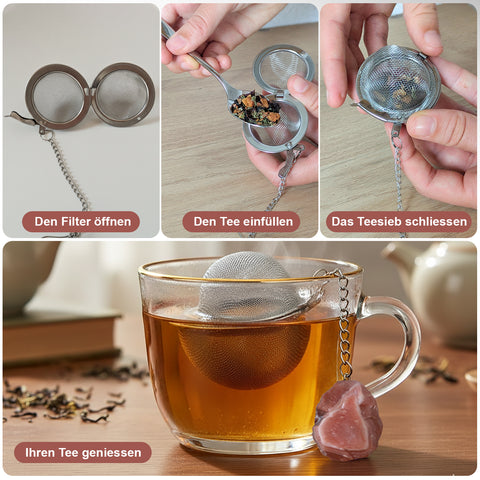 Teesieb mit rotem Achat-Anhänger (Teeei, Teekugel, Gewürzsieb)