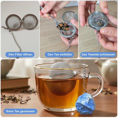 Teesieb mit Lapis-Lazuli-Anhänger (Teeei, Teekugel, Gewürzsieb)