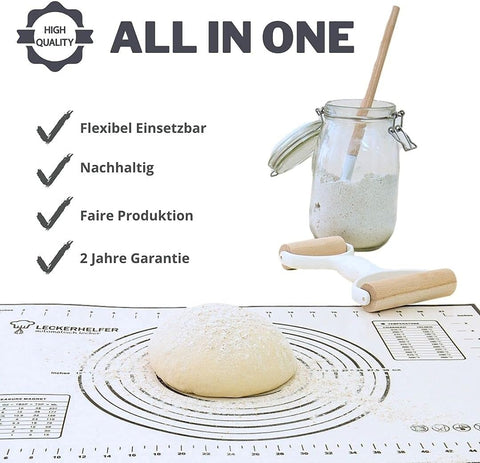 2 Seitiger Teigroller, Teig-Rolle, Nudelholz ideal für Kuchen, Pizza, Nudeln