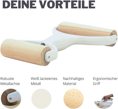 2 Seitiger Teigroller, Teig-Rolle, Nudelholz ideal für Kuchen, Pizza, Nudeln