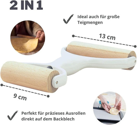 2 Seitiger Teigroller, Teig-Rolle, Nudelholz ideal für Kuchen, Pizza, Nudeln