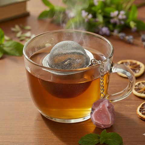Teesieb mit rotem Achat-Anhänger (Teeei, Teekugel, Gewürzsieb)
