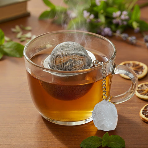 Teesieb mit Bergkristall-Anhänger(Teeei, Teekugel, Gewürzsieb)