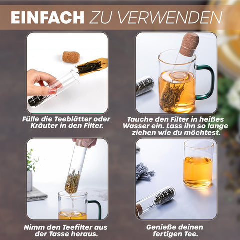 Teeei aus Glas mit Korkverschluss – Nachhaltiges Teesieb für losen Tee