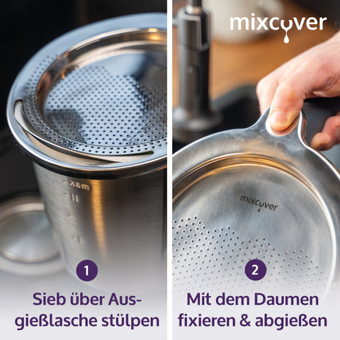 Edelstahl Sieb Abgieß-Hilfe Wiegeteller Spritzschutz für Thermomix TM6 und TM5