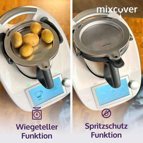 Edelstahl Sieb Abgieß-Hilfe Wiegeteller Spritzschutz für Thermomix TM6 und TM5