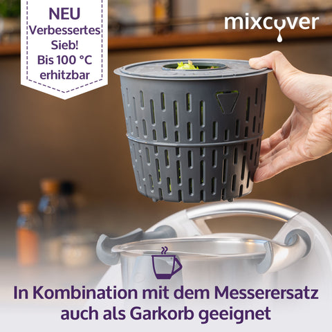 verbesserte Version Salatschleuder kompatibel mit Thermomix TM6 TM5 – waschen und trocknen von Salat – Salattrockner - auch zum Kochen geeignet