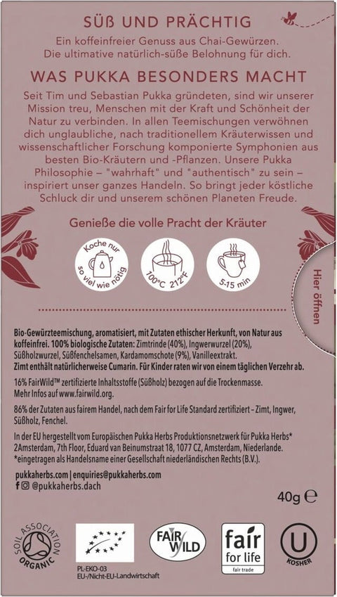 Vanilla Chai Bio-Gewürztee, 20 Teebeutel (40 g)