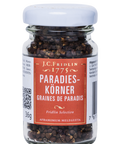 Gewurzladen Nafels J.C. Fridlin 1775 Paradies-Körner (Grains de Paradis) in einem kleinen Gewürzglas.