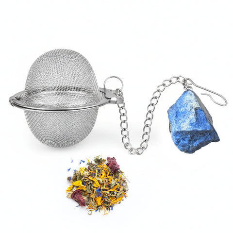 Teesieb mit Lapis-Lazuli-Anhänger (Teeei, Teekugel, Gewürzsieb)