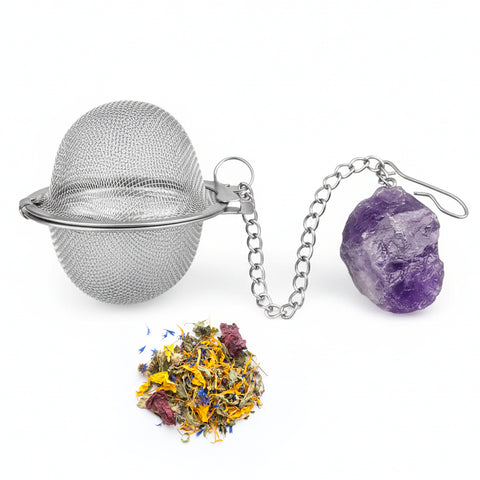 Teesieb mit Amethyst-Anhänger (Teeei, Teekugel, Gewürzsieb)