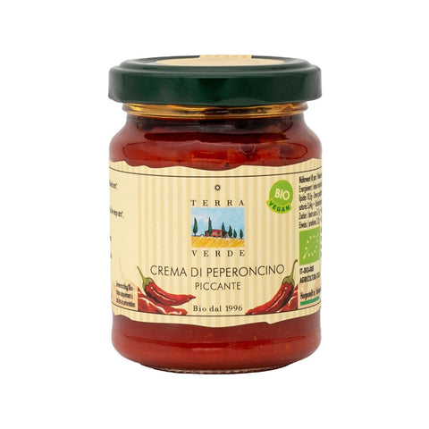 Terra Verde Bio Crema di Peperoncino piccante 120 g – scharfe Peperoncino-Creme im Glas