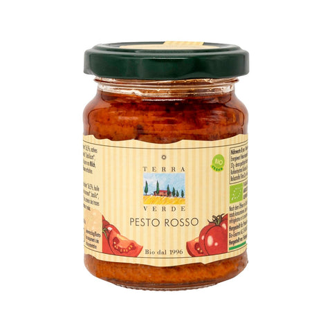 Terra Verde Bio Pesto Rosso 120 g im Glas – italienisches Tomatenpesto