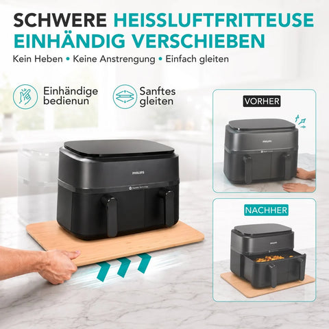 WunderFry® | Airfryer Bambusgleitbrett mit Schubladenablage