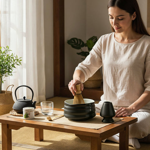 Matcha Set – Chawan, Chasen, Kuse Naoshi & Chashaku (in Geschenkbox), schwarz