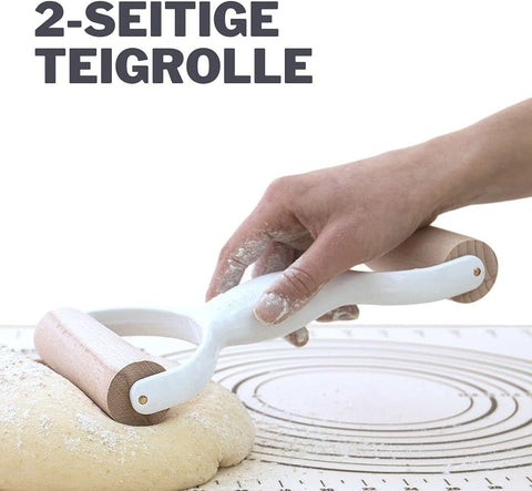 2 Seitiger Teigroller, Teig-Rolle, Nudelholz ideal für Kuchen, Pizza, Nudeln