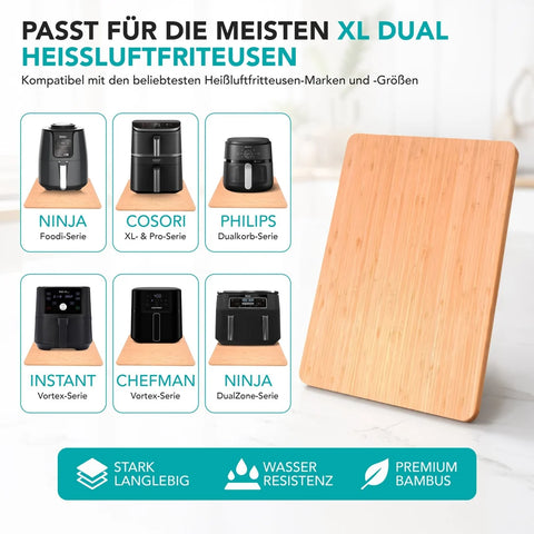 WunderFry® | Airfryer Bambusgleitbrett mit Schubladenablage