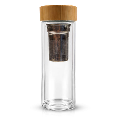 Doppelwandige Glas-Teeflasche mit Teesieb 500 ml