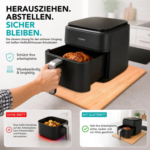 WunderFry® | Airfryer Bambusgleitbrett mit Schubladenablage