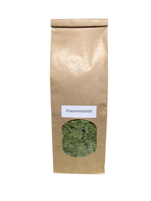 Bio Frauenmantel Tee im Kraftpapierbeutel mit Sichtfenster