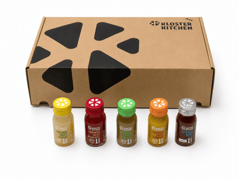 Ingwer Shot Kur (gemischt) - 42 Shots - Box - Classic, Kurkuma, Granatapfel, Ananas und Vitamin Shot Acai