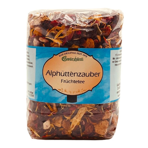 Alphüttenzauber Tee mit Früchten, Gewürzen und Beeren im 100g Säckli vom Gewürzladen Näfels.