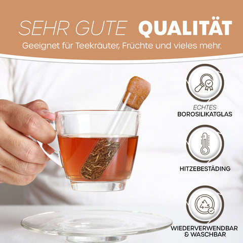 Teeei aus Glas mit Korkverschluss – Nachhaltiges Teesieb für losen Tee