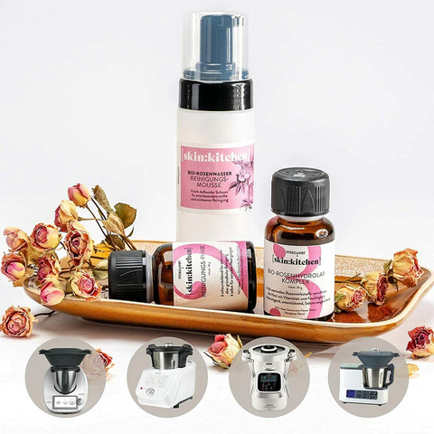 Naturkosmetik Reinigungsmousse  Rosenhydrolat Tonic selber herstellen skin:kitchen DIY Set  Rosenhydrolat Tonic für Küchenmaschinen wie Thermomix oder Monsieur Cuisine Connect / Monsieur Cuisine Smart