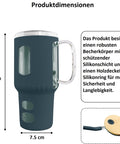 Glasbecher mit Strohhalm & Bambusdeckel – für Auto-Becherhalter, dunkelblau