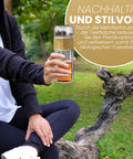 Drehbare Teeflasche aus hitzebeständigem Glas mit Teefilter - to go, 240 ml, gold