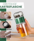 Drehbare Teeflasche aus hitzebeständigem Glas mit Teefilter - to go, 240 ml, grün