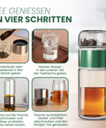 Drehbare Teeflasche aus hitzebeständigem Glas mit Teefilter - to go, 240 ml, grün