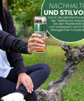 Drehbare Teeflasche aus hitzebeständigem Glas mit Teefilter - to go, 240 ml, grün