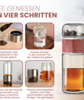Drehbare Teeflasche aus hitzebeständigem Glas mit Teefilter - to go, 240 ml, pink
