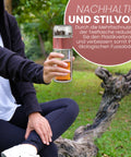 Drehbare Teeflasche aus hitzebeständigem Glas mit Teefilter - to go, 240 ml, pink