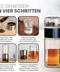 Drehbare Teeflasche aus hitzebeständigem Glas mit Teefilter - to go, 240 ml, schwarz