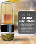 Drehbare Teeflasche aus hitzebeständigem Glas mit Teefilter - to go, 240 ml, schwarz