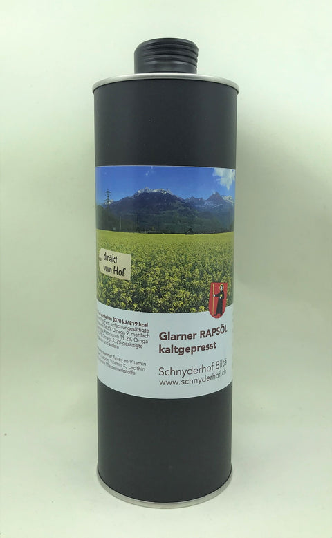 Glarner Rapsöl kaltgespresst 1 Liter