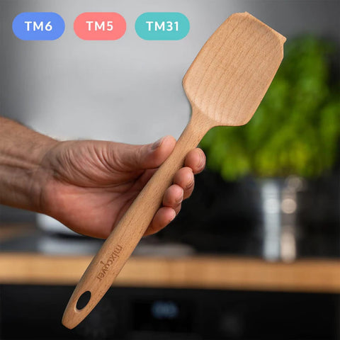 Nachhaltiger Holz-Spatel für Thermomix TM6,TM5,TM31 Drehkellenspatel Teigschaber