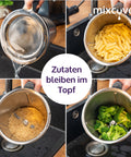 Edelstahl Sieb Abgieß-Hilfe Wiegeteller Spritzschutz für Thermomix TM6 und TM5