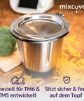 Edelstahl Sieb Abgieß-Hilfe Wiegeteller Spritzschutz für Thermomix TM6 und TM5