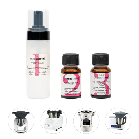 Naturkosmetik Reinigungsmousse  Rosenhydrolat Tonic selber herstellen skin:kitchen DIY Set  Rosenhydrolat Tonic für Küchenmaschinen wie Thermomix oder Monsieur Cuisine Connect / Monsieur Cuisine Smart